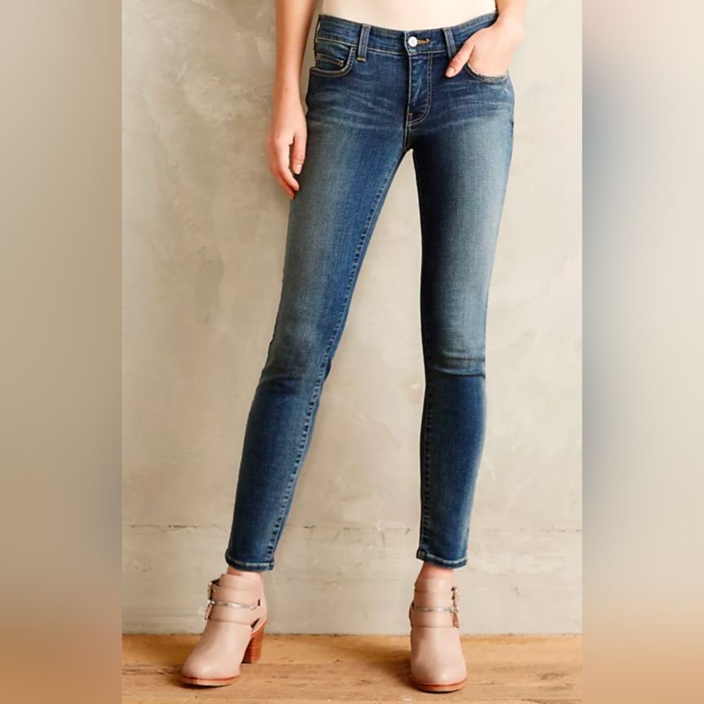 Pilcro and the Letterpress Serif Skinny Jeans Dark Wash Stretch Denim – Women 24